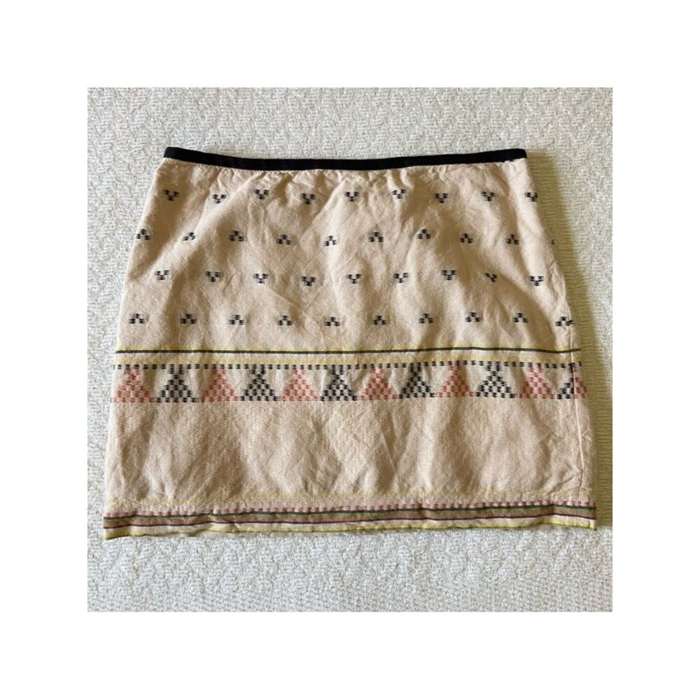 Madewell Tan Embroidered Tribal Design Mini Skirt